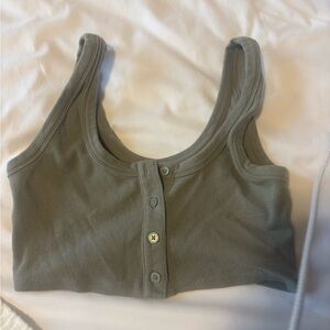green button-up cropped tank